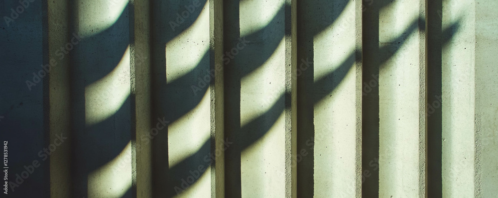 Poster abstract texture of vertical ribbed concrete wall with deep shadows for architectural design