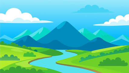 landscape with mountains and blue sky