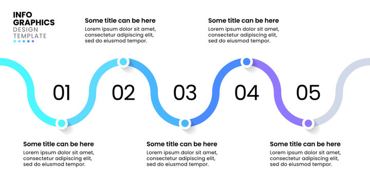 Infographic template. Zigzag line with 5 steps