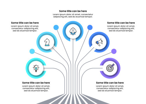 Infographic template. Technology tree with 5 circles