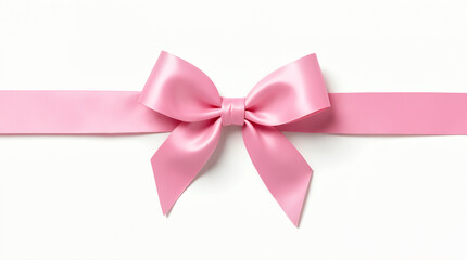 Pink satin ribbon bow on white background