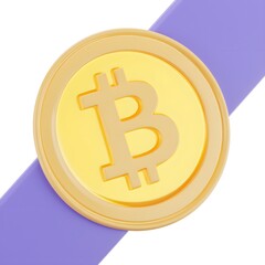 3D rendered shiny cryptocurrency coin icon with engraved blockchain logo in metallic gold and silver finish