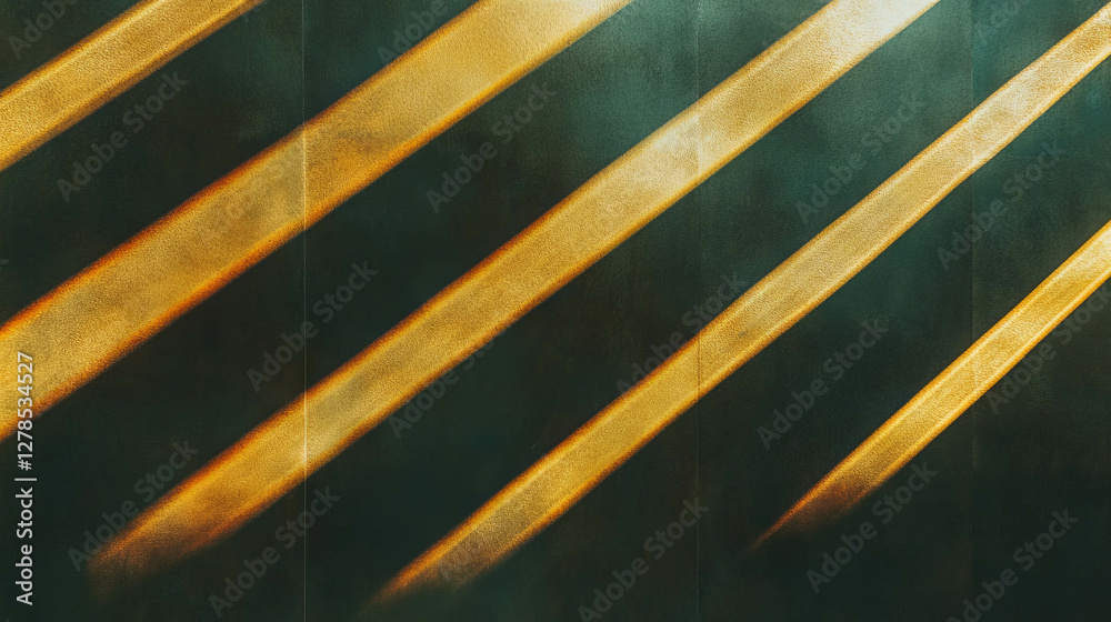 Poster abstract diagonal gold lines on dark wall texture for modern design