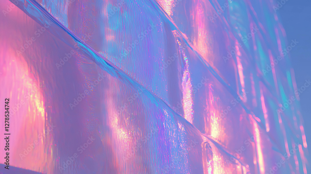 Poster Iridescent wall texture with shimmering color shift for creative design projects
