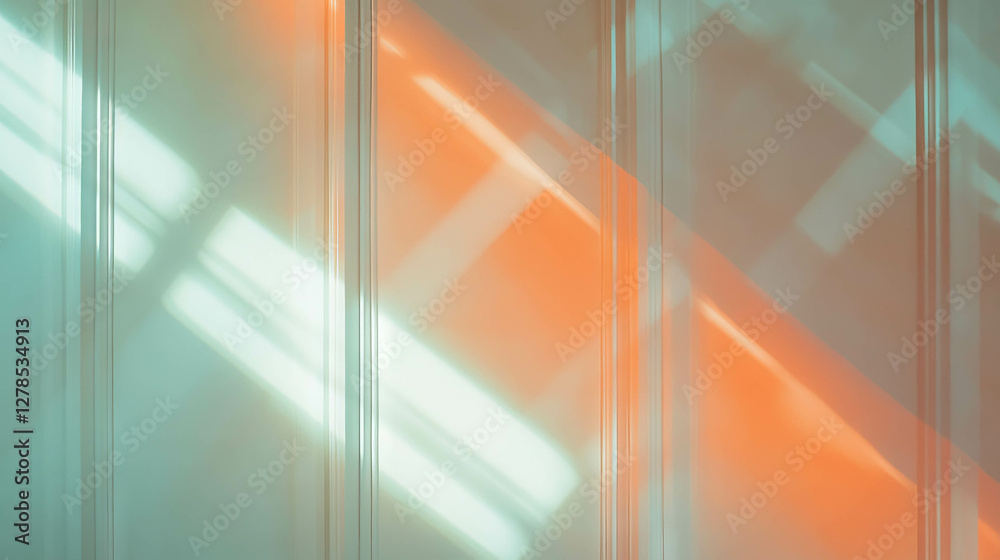 Poster abstract wall texture with layered diagonal molding and colorful lighting