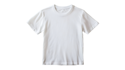 Close-up of a simple white t-shirt, perfect for showcasing designs or promoting apparel brands, isolated on a transparent background