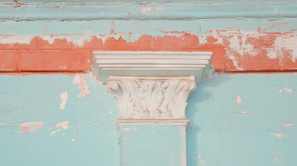 Aged wall with ornate wooden molding for vintage interior design