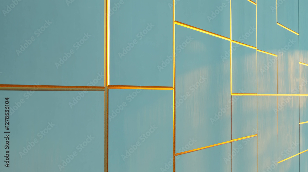 Poster elegant wall design with gold molding and simple geometric patterns