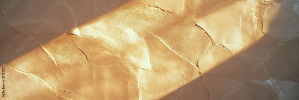 Poster Warm beige wall texture with subtle light reflections for background and design