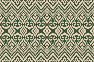 Ikat vector pattern, ethnic embroidery style, hand draw painting, fabric abstract.