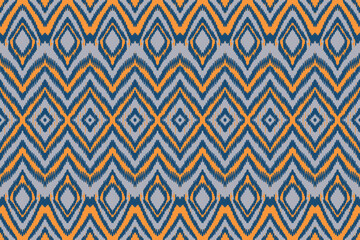 Ikat vector pattern, ethnic embroidery style, hand draw painting, fabric abstract.