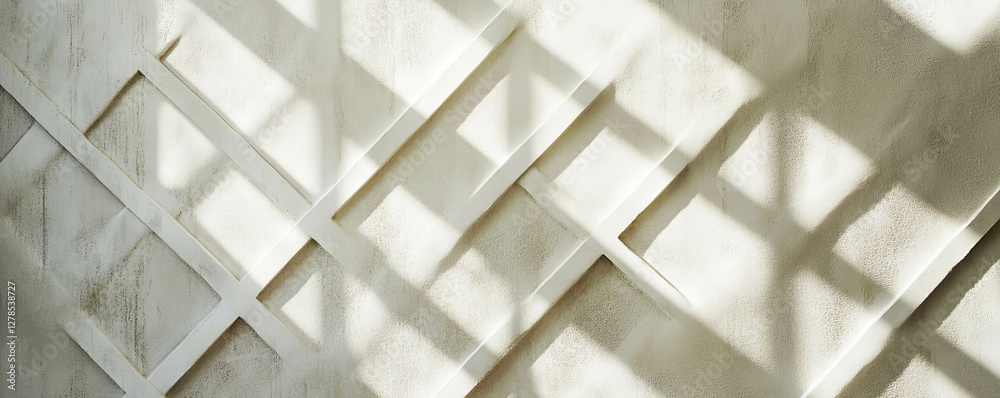 Poster Abstract texture of white diamond lattice with soft light and geometric shadows