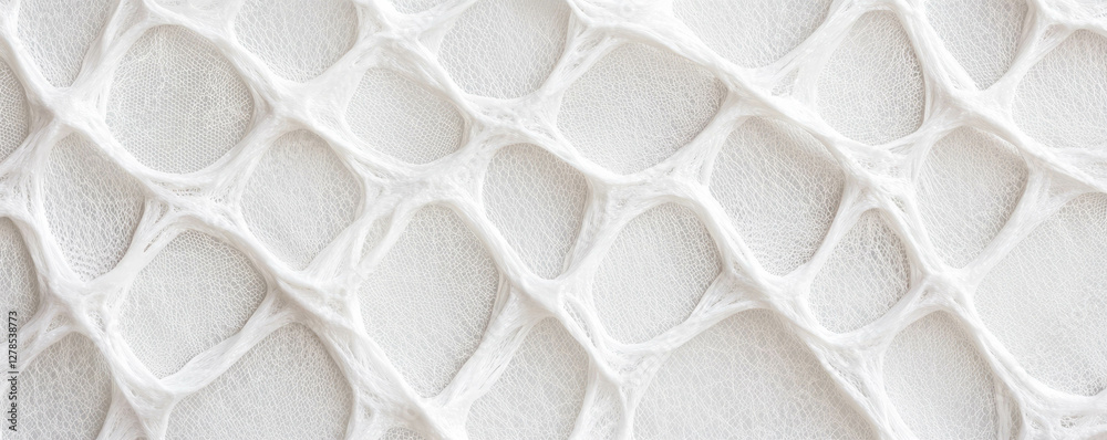 Poster white plastic mesh texture on clean wall for background and design projects