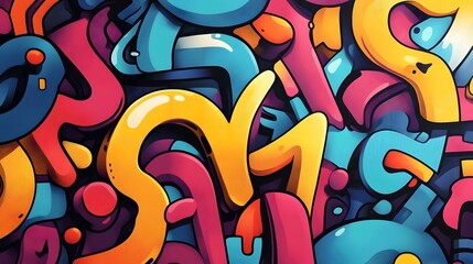 Fototapeta premium Vibrant Colorful Abstract Graffiti Geometric Art Wall Mural Background
