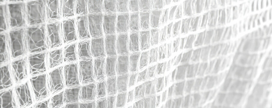 Abstract texture of white plastic mesh on clean wall for modern design concepts