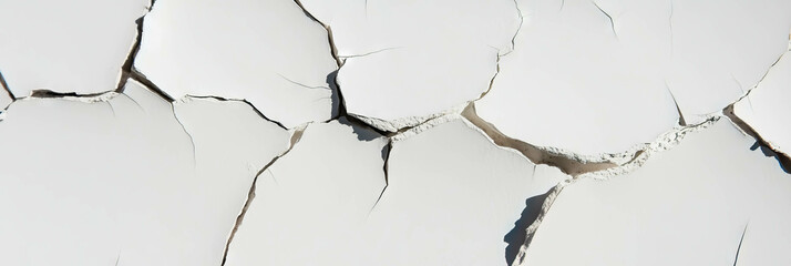 Cracked white wall texture with chipped paint for urban design and background use