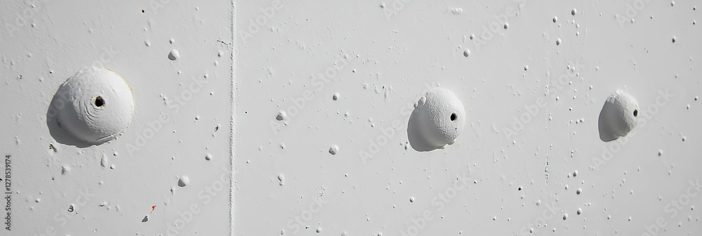 Poster minimalist white wall texture with screw holes for design and background use