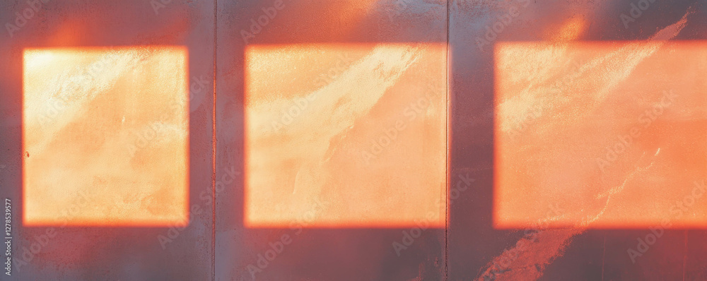 Poster abstract orange texture with wide matte stripes and rough surface for artistic design