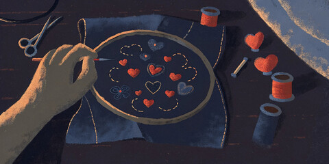 Celebrating national craft month with intricate heart embroidery designs