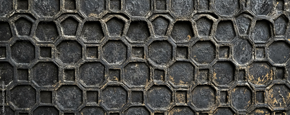 Poster Geometric hexagonal mesh texture with rough surface pattern for design