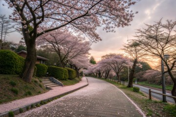 Scenic Cherry Blossom Pathway