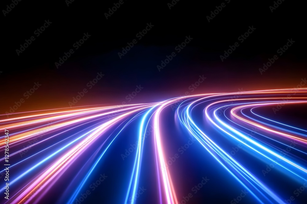 Poster dynamic optical data visualization with glowing lines abstract art digital environment futuristic