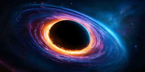 Stunning black hole with glowing constellation deep space digital art cosmic environment dramatic astronomical concept