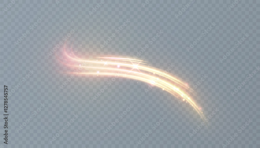 Aufkleber magic golden swirl for web design and decoration. golden magic comet with many sparkling bright shim