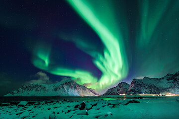 Aurora, Northen light show night sky at Norway