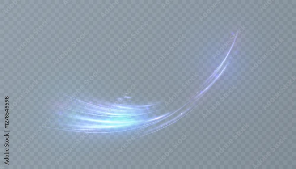 Poster magic glow. light effect sparkles along a curved path, glittering with a shiny magical textured shim