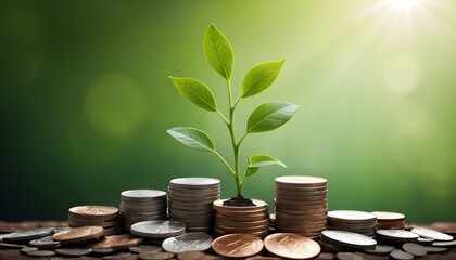 A plant growing from coins symbolizes growth and investment in revenue based finance.