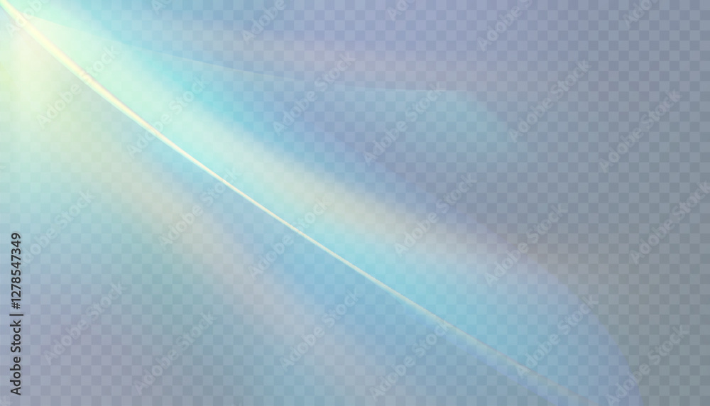 Aufkleber light background distortion rainbow glow in refraction. vector glow of crystal light refraction