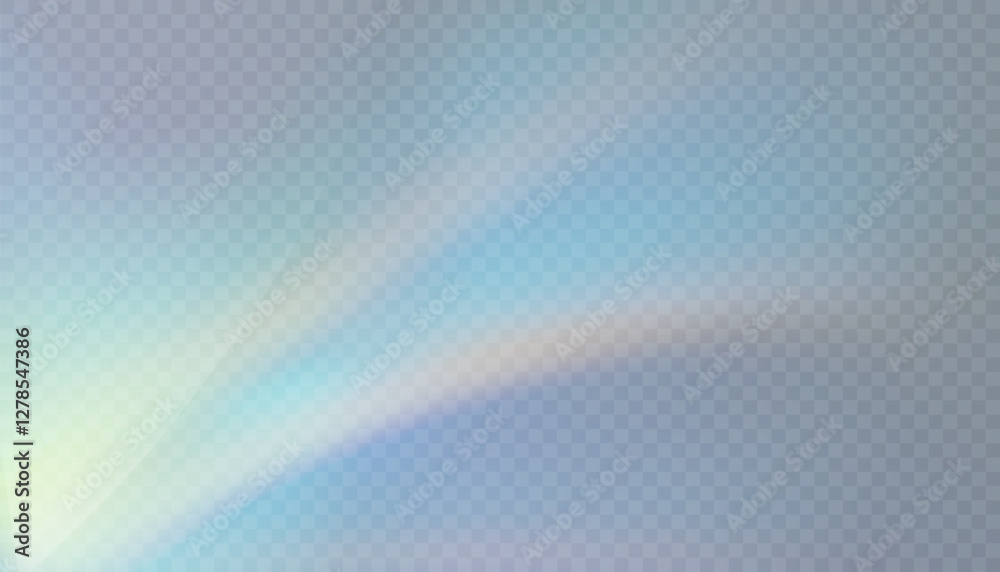 Poster Light background distortion rainbow glow in refraction. Vector glow of crystal light refraction