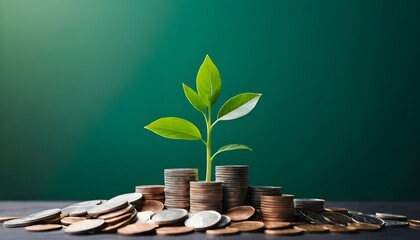 A plant growing from coins symbolizes growth and investment in revenue based finance.