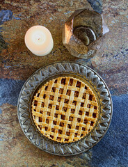 treacle tart dessert served on a plate