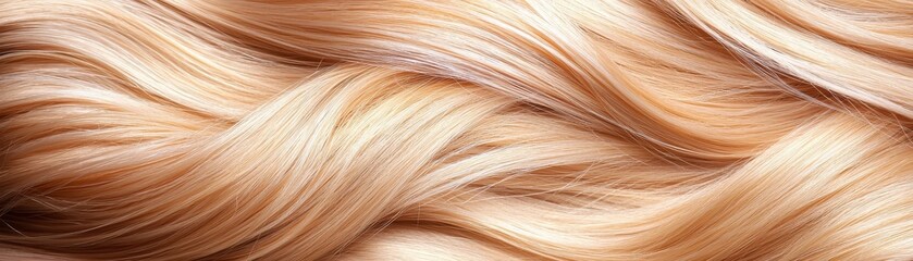 Close-Up of Soft, Wavy, Blonde Hair Texture with Natural Shine and Glamor Effect for Beauty and Fashion Use