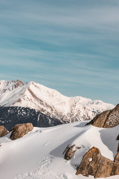 snow covered mountains