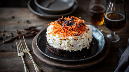 A simple yet flavorful homemade salad of finely shredded white cabbage and carrots, dressed with vinegar and olive oil, served in a bowl on a rustic wooden table