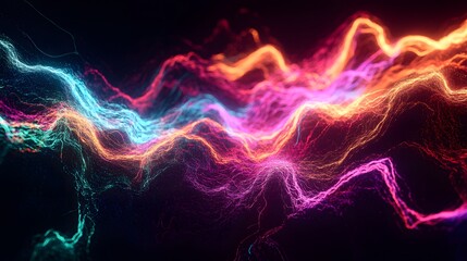 Obraz premium Colorful energy waves, glowing lines, glowing light effects 
