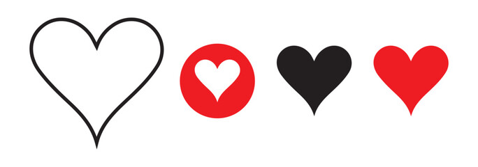 Unique style Hearts Shapes Icon. Black and red heart vector. Illustration eps 10