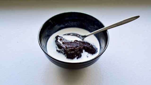 Traditional Finnish Easter Dessert M&auml;mmi in a Blue Ceramic Bowl