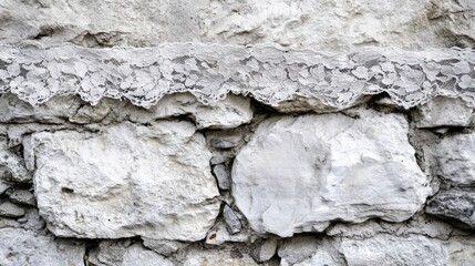 Fototapeta premium White Lace on Rustic Stone Wall Texture