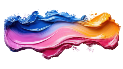 Vibrant paint swirl in blue, pink, orange, and yellow colors, creating dynamic visual effect