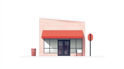 Opening a new storefront urban location illustration modern design front view business expansion