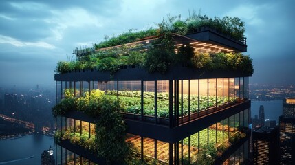 Fototapeta premium Urban Farming Skyscraper: A Vision of Sustainable City Living