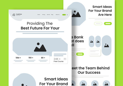 Digital Banking Wireframe Landing Page UX Layout