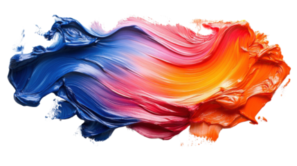 Vibrant abstract paint swirl in blue, pink, orange, and yellow hues