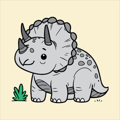 Fototapeta premium Cute cartoon dinosaur. Vector illustration in doodle style.