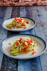chili lime fish tostados topped with fresh pico de gallo