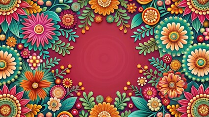 Fototapeta premium Intricate floral patterns with candy colors , decorative art, floral design